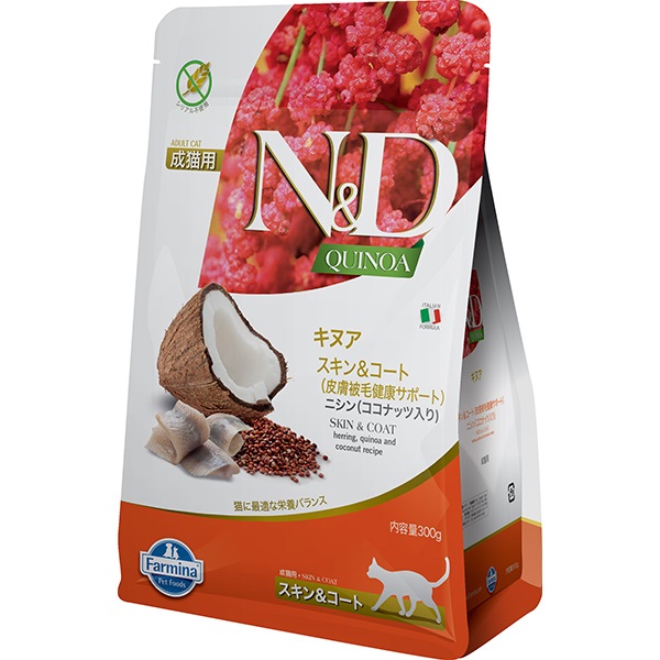 N＆D キヌア スキン＆コート（皮膚被毛健康サポート） ニシン（ココナッツ入り） 成猫用 300g