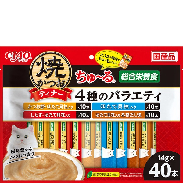 チャオ 焼かつおディナーちゅ～る 4種のバラエティ 14g×40本 ［ちゅーる］