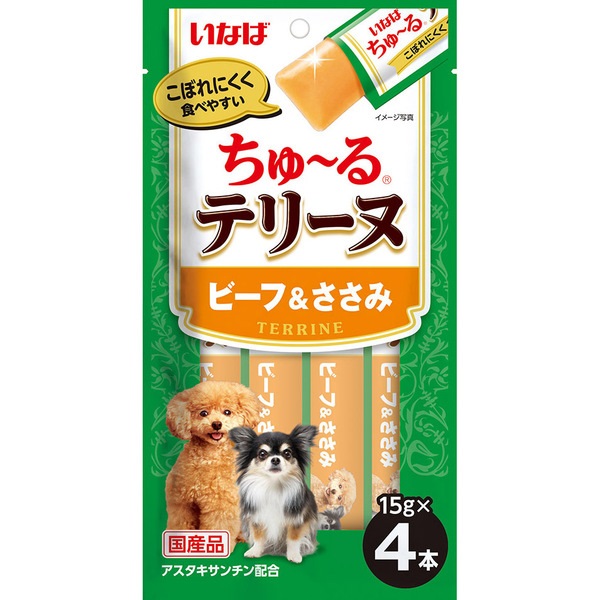 いなば ちゅ～るテリーヌ ビーフ＆ささみ 15g×4本 ［ちゅーる］
