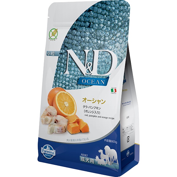 N＆D オーシャン タラ・パンプキン（オレンジ入り） 成犬用 800g