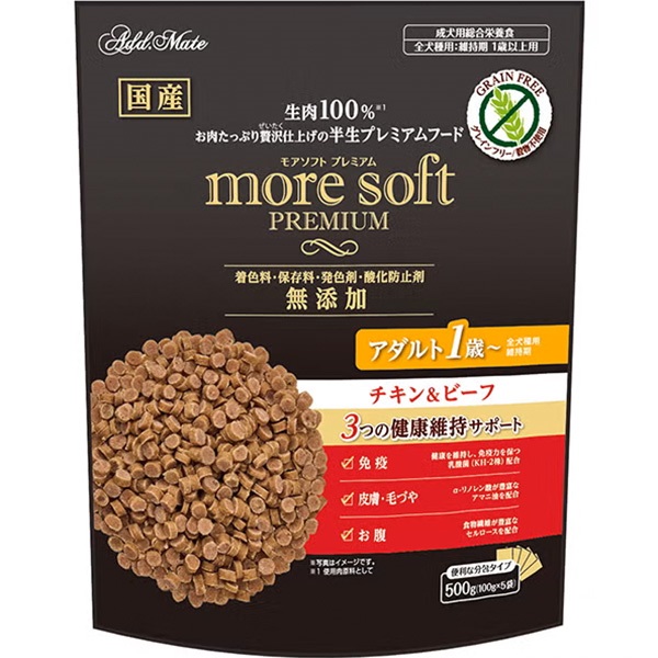 モアソフト プレミアム チキン＆ビーフ アダルト 500g