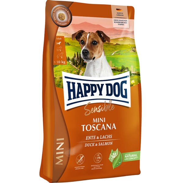 HAPPY DOG センシブル ミニ トスカーナ（鴨肉＆サーモン） 低脂肪 800g ［ハッピードッグ］