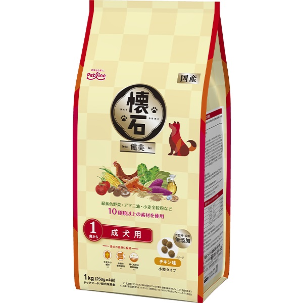 懐石 健美 1歳から 成犬用 チキン味 1kg（250g×4袋）