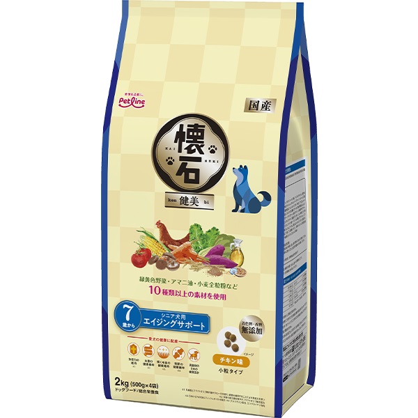懐石 健美 7歳から シニア犬用 エイジングサポート チキン味 2kg（500g×4袋）