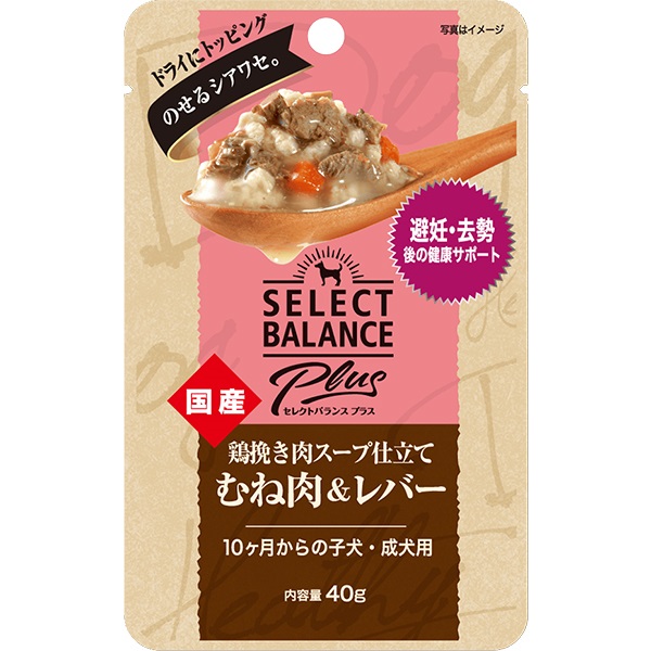 【取寄せ】セレクトバランス プラス 鶏挽き肉スープ仕立て むね肉＆レバー 避妊・去勢後の健康サポート 40g×15コ