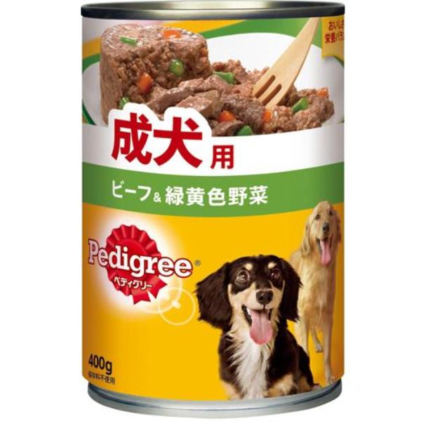 あす宅】ペディグリー缶 成犬用 ビーフ＆緑黄色野菜 400g×24缶