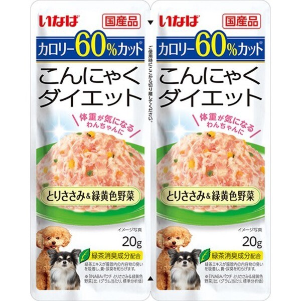 いなば こんにゃくダイエット ツインズ とりささみ＆緑黄色野菜 40g（20g×2袋）×12コ