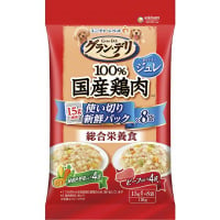 グラン・デリ パウチ 100％国産鶏肉 ジュレ 使い切り新鮮パック 成犬用 総合栄養食 緑黄色野菜入り＆ビーフ入り 15g×8袋