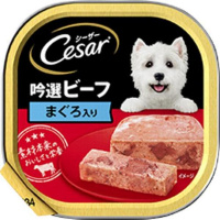 【あす宅】シーザー トレイ 吟選ビーフ まぐろ入り ふわふわローフタイプ 100g×24コ