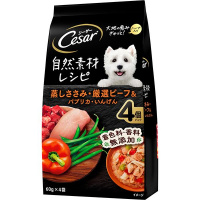 【あす宅】シーザー 自然素材レシピ 蒸しささみ・厳選ビーフ＆パプリカ・いんげん ゼリータイプ 60g×4個パック