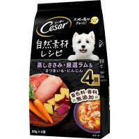 【あす宅】シーザー 自然素材レシピ 蒸しささみ・厳選ラム＆さつまいも・にんじん ゼリータイプ 60g×4個パック