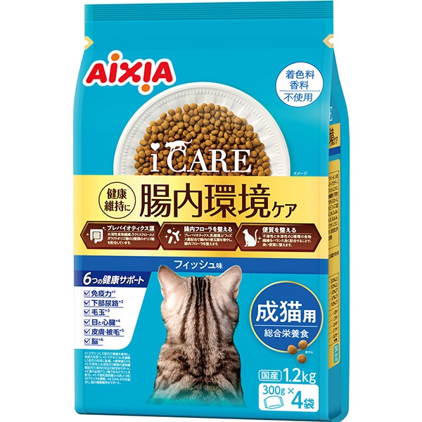i CARE（アイケア） キャットドライ フィッシュ味 1.2kg（300g×4袋）