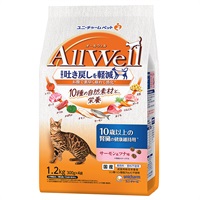 【あす宅】All Well 10種の自然素材と栄養 10歳以上の腎臓の健康維持用 サーモン＆ツナ味 1.2kg（300g×4袋）