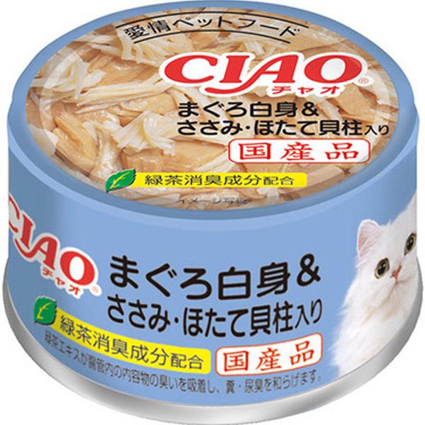 チャオ ホワイティ まぐろ白身 ささみ・ほたて貝柱入り 85g×24缶