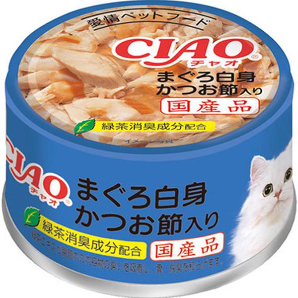 チャオ ホワイティ まぐろ白身 かつお節入り  85g×24缶