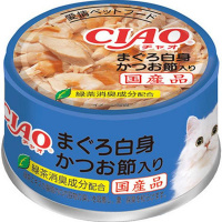 チャオ ホワイティ まぐろ白身 かつお節入り  85g×24缶