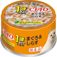 チャオ ホワイティ 1歳までの子猫用 まぐろ＆しらす 75g×24缶