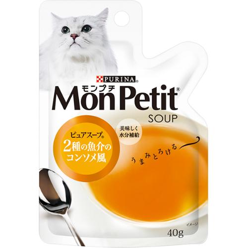 【あす宅】モンプチ スープ ピュアスープ 2種の魚介のコンソメ風 40g×12コ