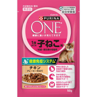 【あす宅】ピュリナワン キャット パウチ 1歳までの子ねこ用 チキン グレービー仕立て 50g×12コ