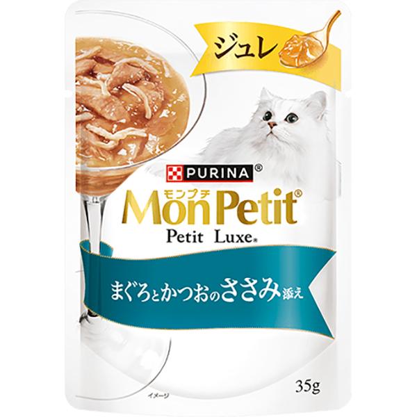 モンプチ プチリュクスパウチ ジュレ まぐろとかつおのささみ添え 35g×12コ