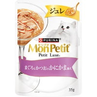 モンプチ プチリュクスパウチ ジュレ まぐろとかつおのかにかま添え 35g×12コ