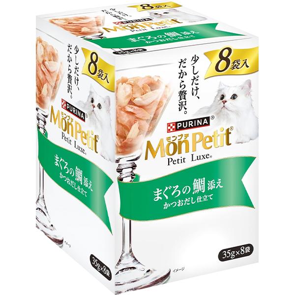 モンプチ プチリュクスパウチ まぐろの鯛添え かつおだし仕立て 35g×8袋入