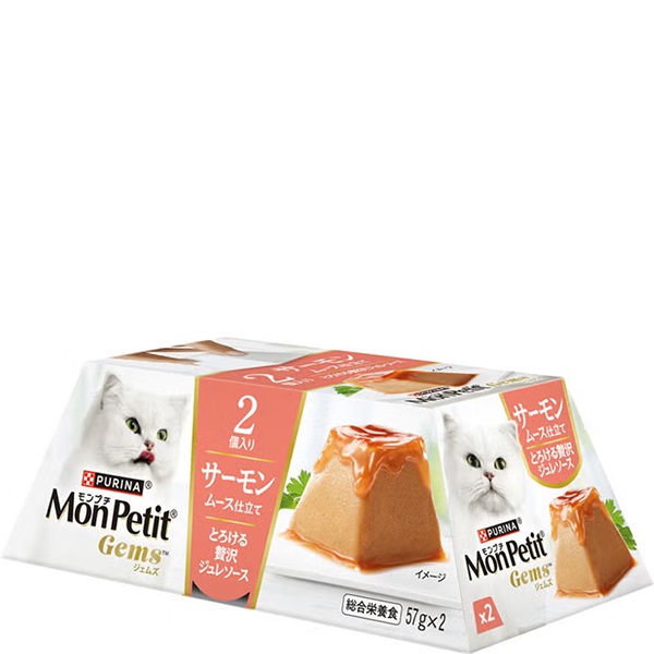 【あす宅】モンプチ ジェムズ サーモンムース仕立て 57g×2コ