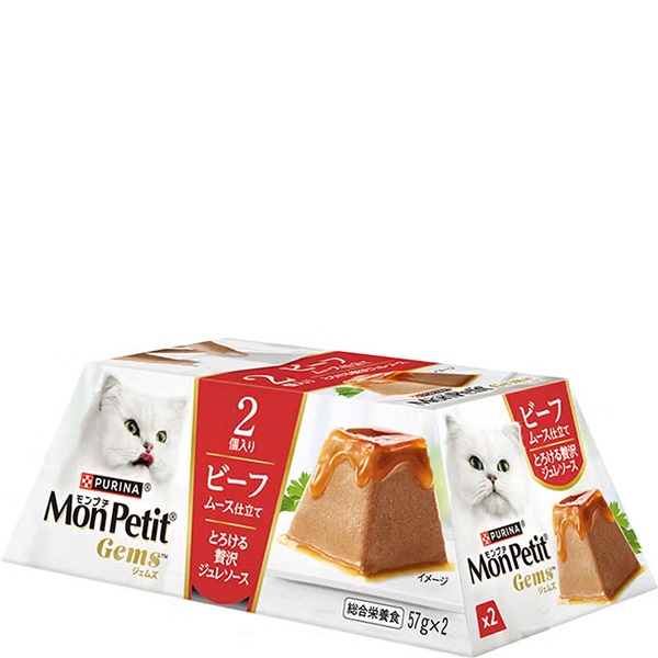 【あす宅】モンプチ ジェムズ ビーフムース仕立て 57g×2コ