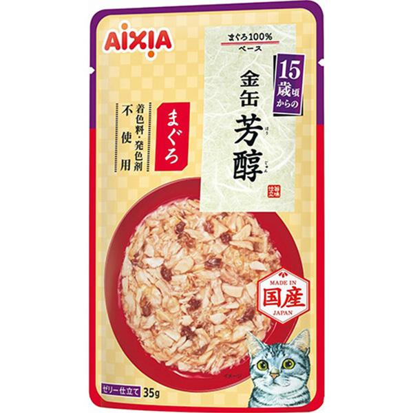 15歳頃からのシニア猫の健康維持に配慮した、まぐろ100％ベースの味わい豊かな国産品。ベース素材はまじりっけなしのまぐろ100％。ゼリー仕立てで、香りと味わい広がる芳醇なおいしさに仕上げました。15歳