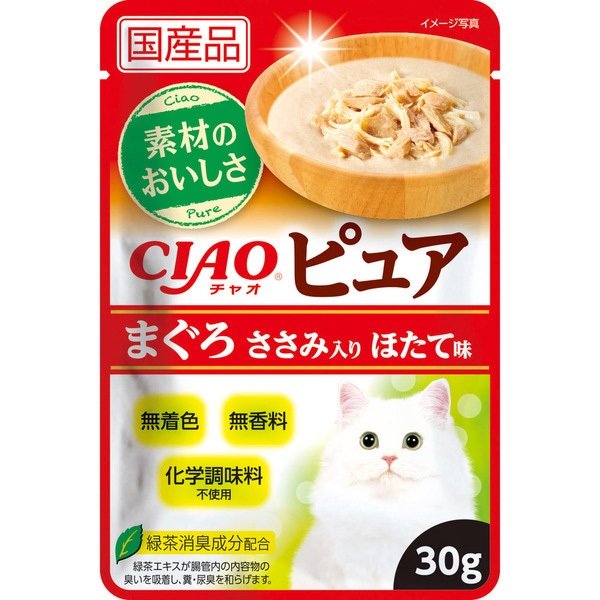 チャオ ピュア まぐろ ささみ入り ほたて味 30g×16コ