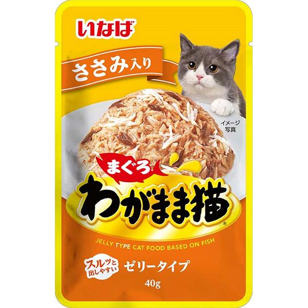 わがまま猫 まぐろパウチ ささみ入り 40g×12コ