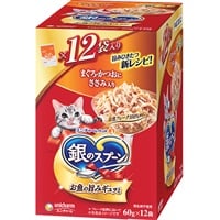 【あす宅】銀のスプーン パウチ まぐろ・かつおにささみ入り 60g×12袋