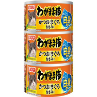 わがまま猫 白身のせ かつお・まぐろ ささみ入り 140g×3缶パック×18本