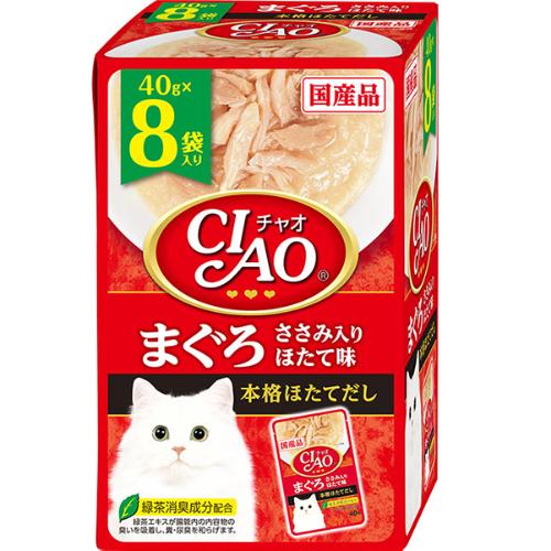 チャオ パウチ まぐろ ささみ入り ほたて味 40g×8袋入り