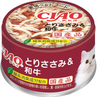 【あす宅】チャオ ホワイティ とりささみ＆和牛 85g×24缶