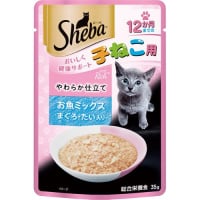 シーバ リッチ 12か月までの子ねこ用 やわらか仕立て お魚ミックス まぐろ・たい入り 35g×12コ