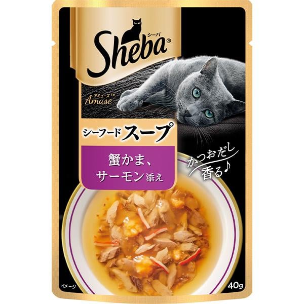 【あす宅】シーバ アミューズ シーフードスープ 蟹かま、サーモン添え 40g×12コ