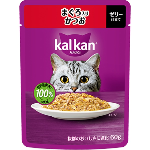 【あす宅】カルカン パウチ ゼリー仕立て まぐろ入りかつお 60g×12コ
