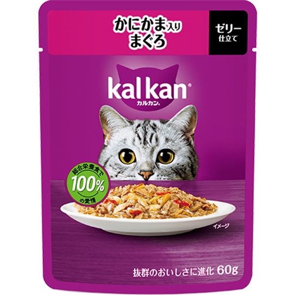 【あす宅】カルカン パウチ ゼリー仕立て かにかま入りまぐろ 60g×12コ