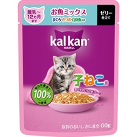【あす宅】カルカン パウチ ゼリー仕立て 子ねこ用 お魚ミックス まぐろ・かつお・白身魚入り 60g×12コ