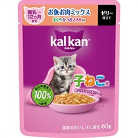 【あす宅】カルカン パウチ ゼリー仕立て 子ねこ用 お魚・お肉ミックス まぐろ・かつお・ささみ入り 60g×12コ