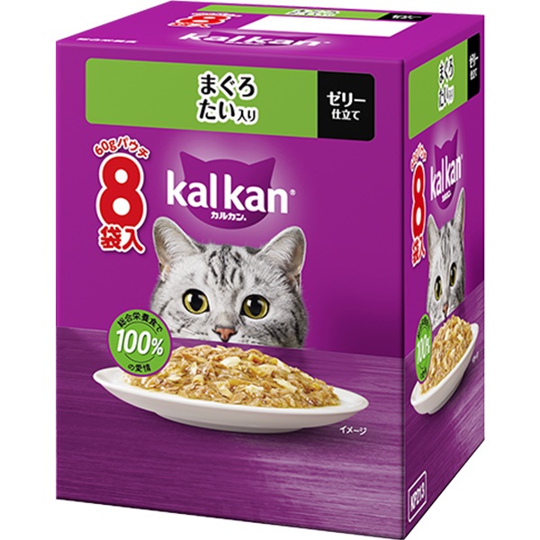 あす宅】カルカン パウチ ゼリー仕立て まぐろ たい入り 60g×8袋