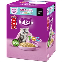 【あす宅】カルカン パウチ ゼリー仕立て 子ねこ用 お魚ミックス まぐろ・かつお・白身魚入り 60g×8袋入