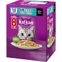【あす宅】カルカン パウチ ゼリー仕立て 18歳から お魚ミックス まぐろ・かつお・白身魚入り 60g×8袋入