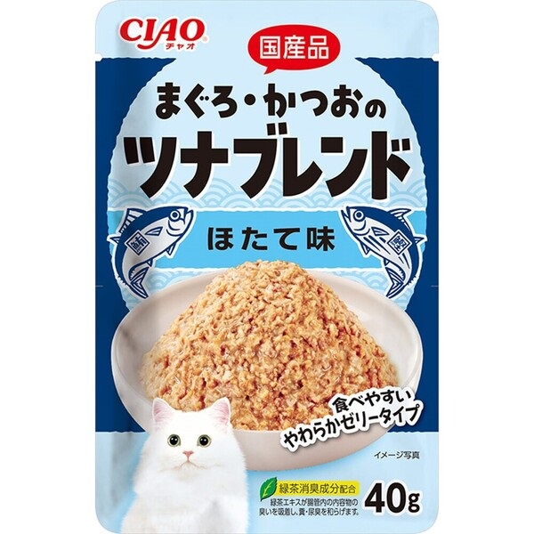 チャオ まぐろ・かつおのツナブレンド パウチ ほたて味 40g×16コ