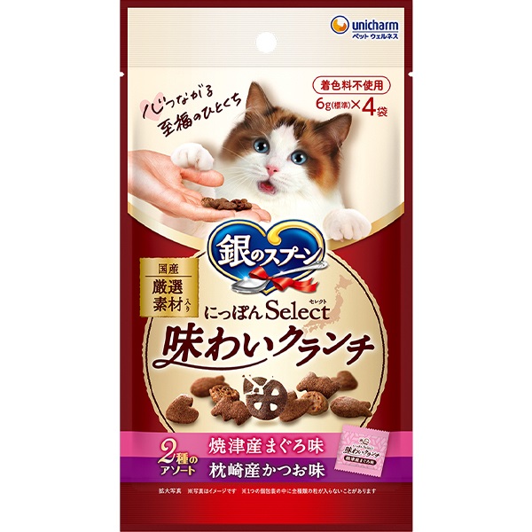 【あす宅】銀のスプーン にっぽんSelect 味わいクランチ 2種のアソート 焼津産まぐろ＆枕崎産かつお味 6g×4袋