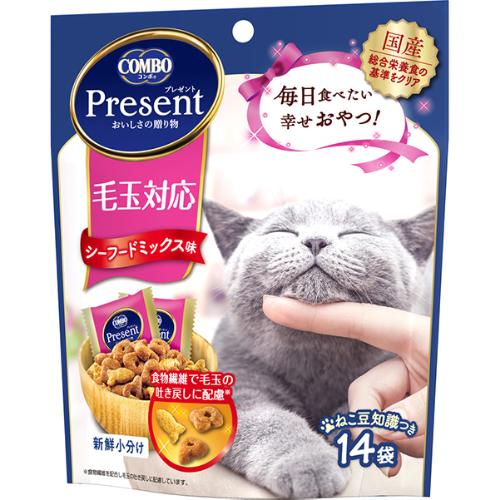 おいしくカラダにやさしい毎日食べたい幸せおやつ！食物繊維で毛玉の吐き戻しを軽減。＜総合栄養食＞【保証分析値】粗たんぱく質：28％以上、粗脂肪：10％以上、粗繊維：4.5％以下、粗灰分：8％以下、水分：