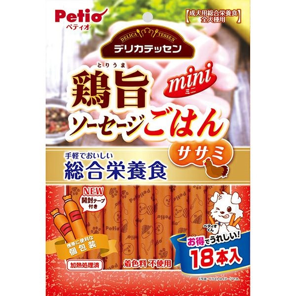 デリカテッセン 総合栄養食 鶏旨 ミニソーセージごはん ササミ 18本入