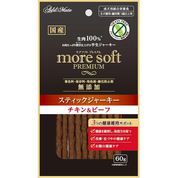 モアソフトプレミアム スティックジャーキー チキン＆ビーフ 60g