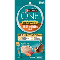 【あす宅】ピュリナワン キャット 健康免疫サポート 尿路の健康に配慮 ほたて入りサーモン＆かつおペースト 14g×4本